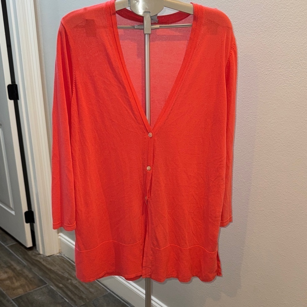 Chico's Vibrant Orange Pink Cardigan